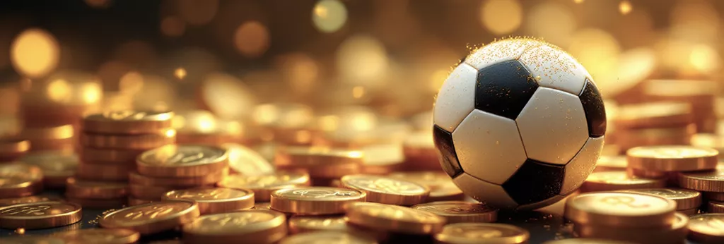 Soccer ball and casino coins representing sports betting at Sol Casino